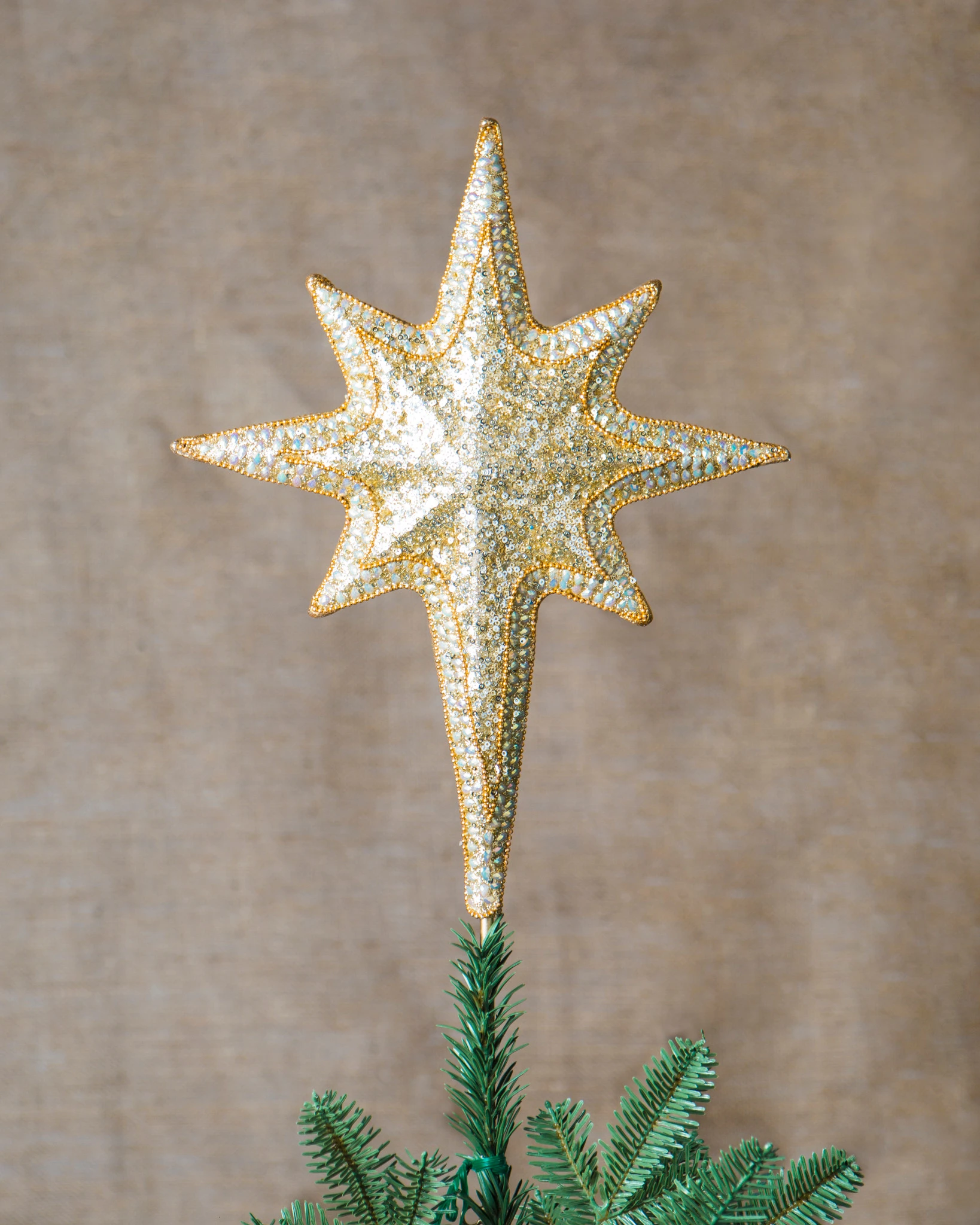 Red Bethlehem Star Beaded Tree Topper